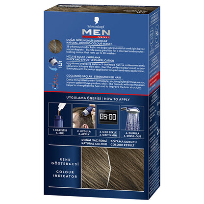 Men Perfect Hair Color 50 Light Brown - Quick Application | Natural Look