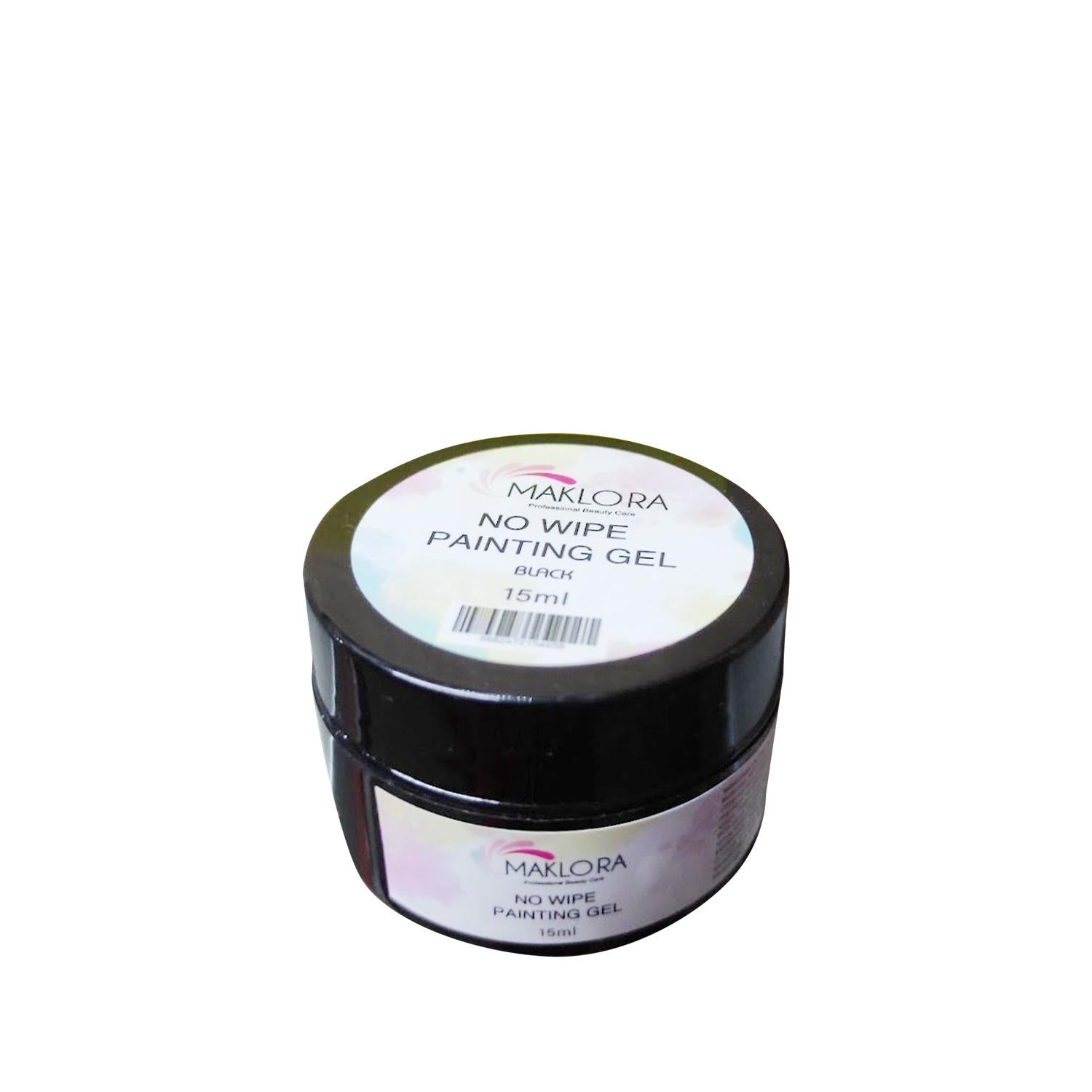 Maklora No Wipe Painting Gel - Black 15g - Easy Nail Art & Decoration