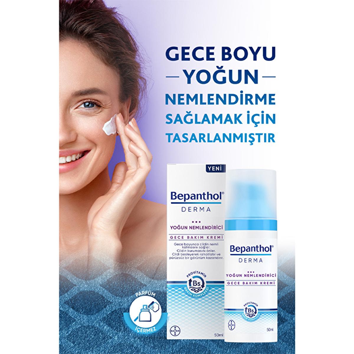 Bepanthol Derma Intense Moisturizing Night Face Cream - Repair & Soothe Dry Skin Overnight with Natural Oils for Facial Dryness Relief
