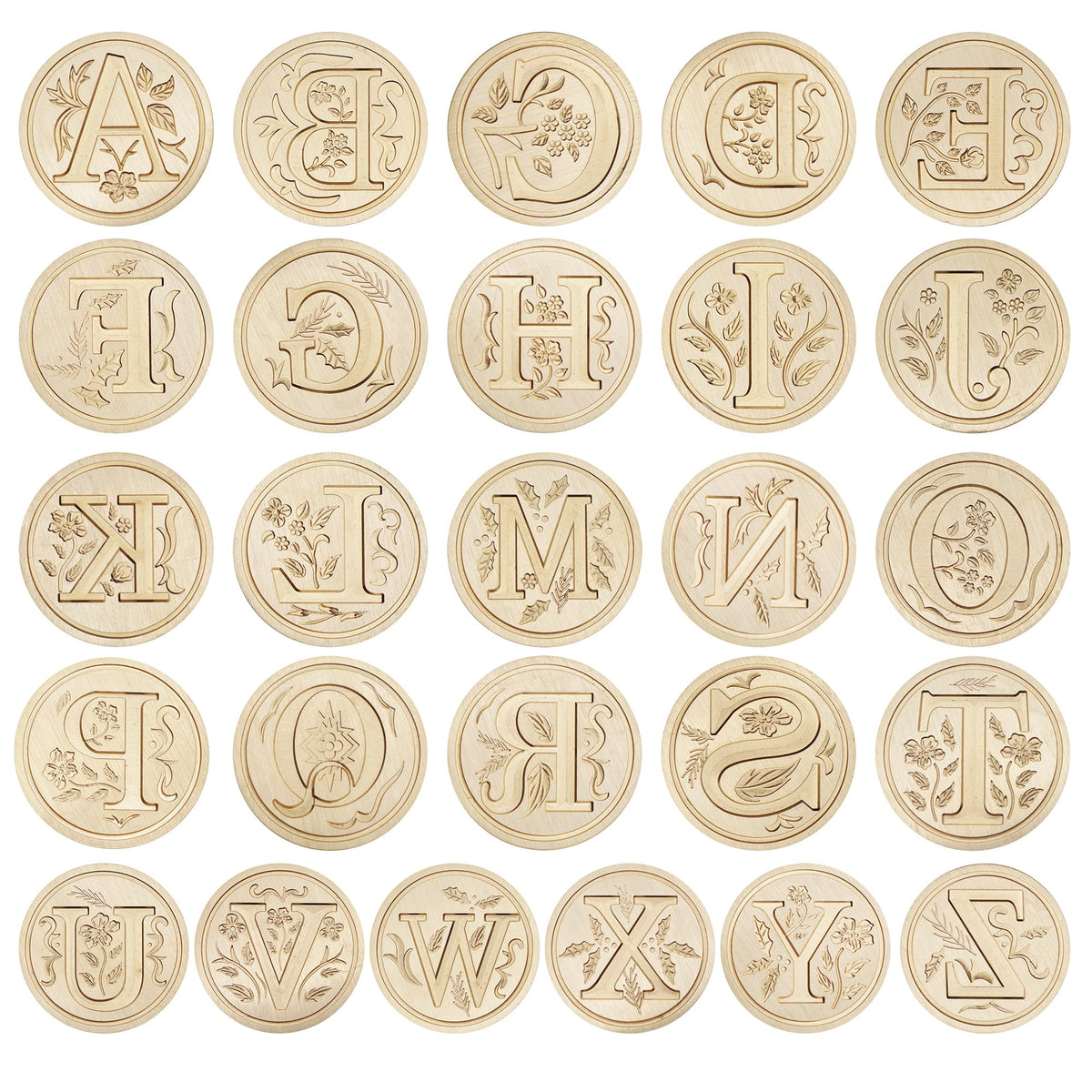 Alphabet Brass Wax Seal Stamps with Detachable Wood Handles for Invitations
