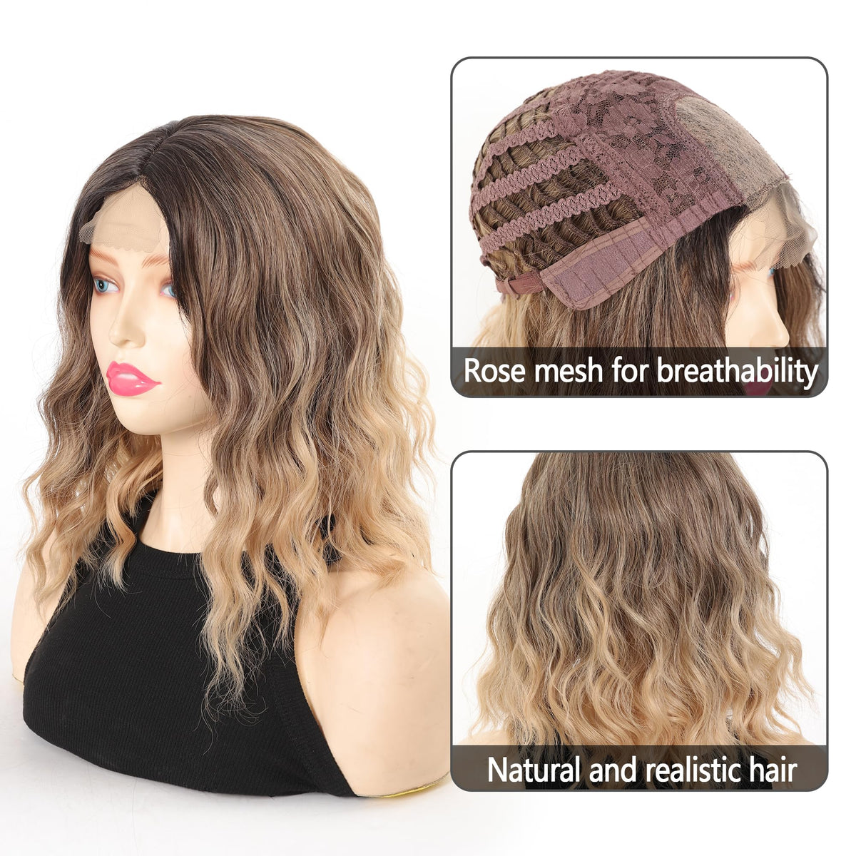 Maforsoon Wigs for Women Short Wave Synthetic Curly Wig 14inch