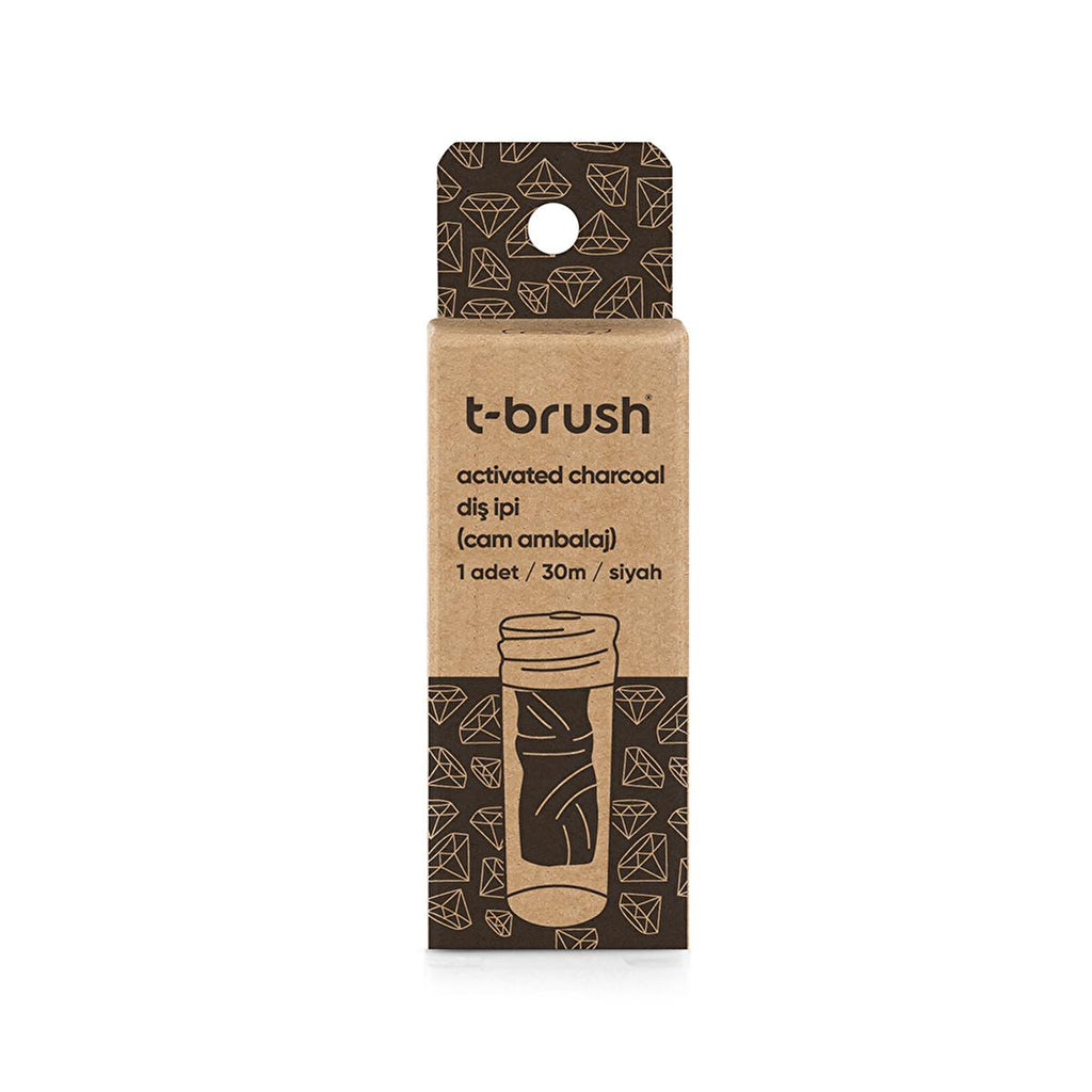 T-Brush Eco-Friendly Activated Charcoal Dental Floss - 30m, Vegan, Sustainable Oral Care