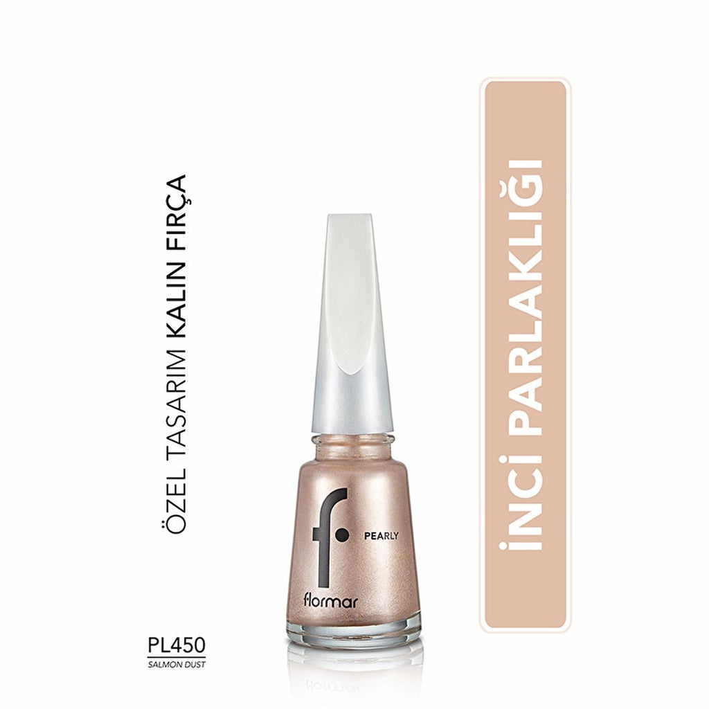 Flormar Pearly Long-Lasting Nail Polish with Shimmering Finish - Salmon Dust PL450