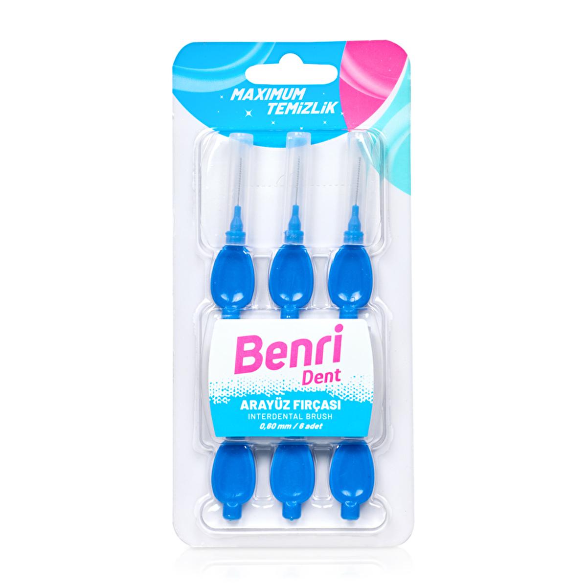 Benri Interdental Brush 0.60 mm - Blue, Effective Oral Hygiene for Braces, Bridges & Dentures
