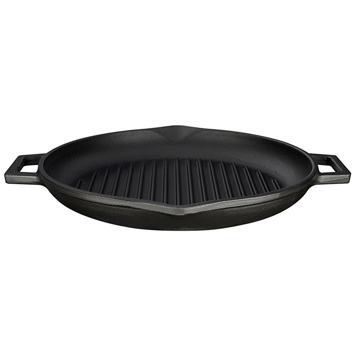 Lava Cast Iron Grill Pan - 30cm Round Enameled Indoor Stovetop Skillet for Perfect Steaks & Even Heating
