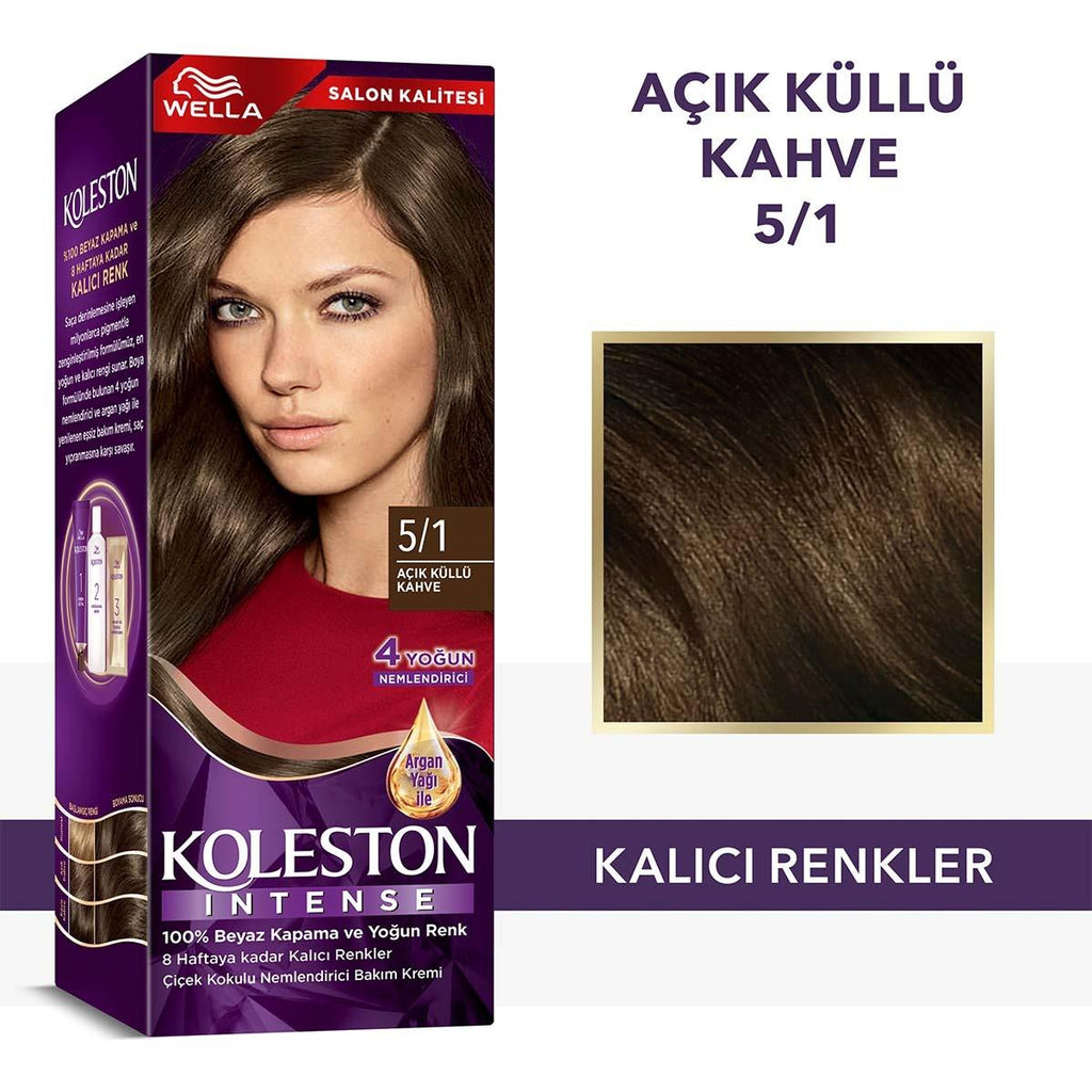 Wella Koleston Intense Hair Dye - 100% Grey Coverage, Long-Lasting Color with Argan Oil