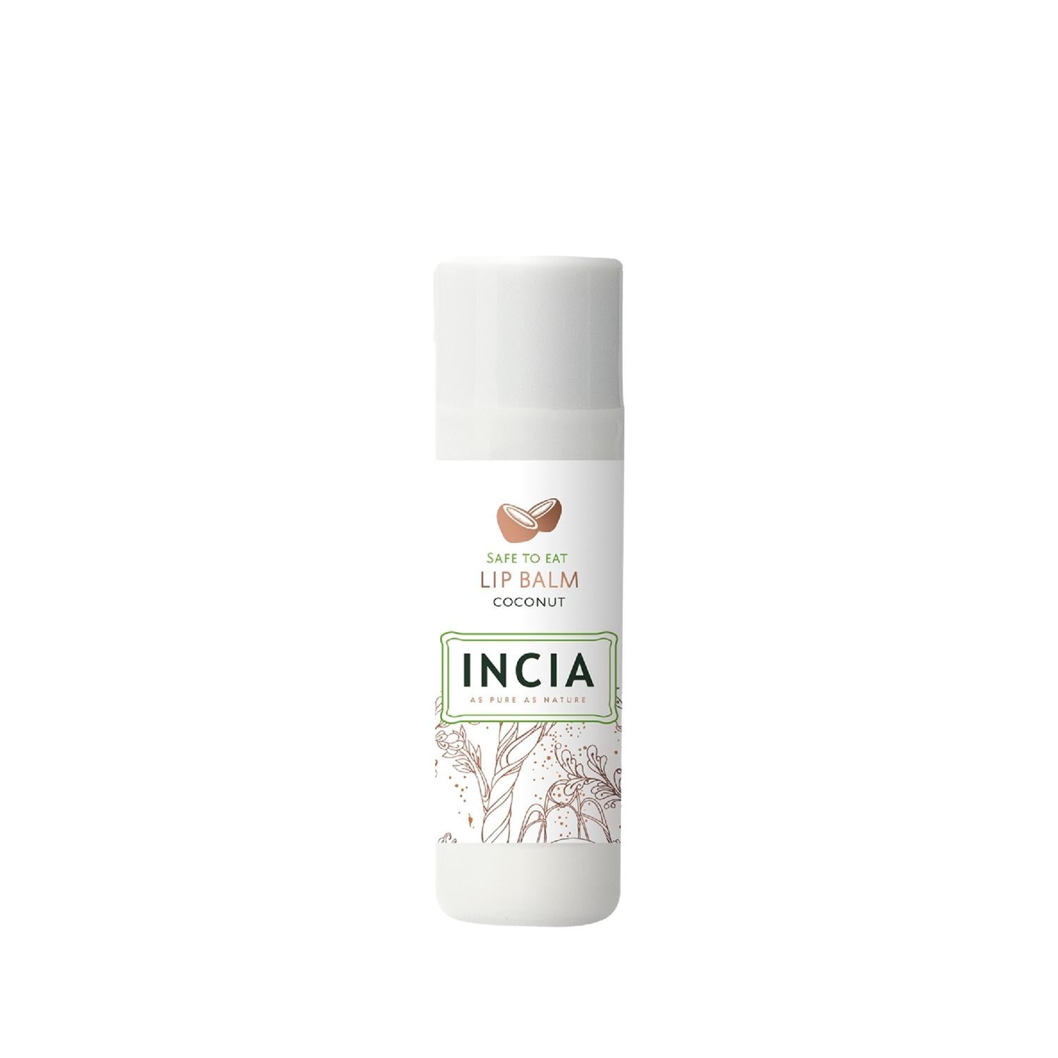 INCIA Natural Coconut Lip Balm - Moisturizing & Nourishing for Dry Lips, 6g