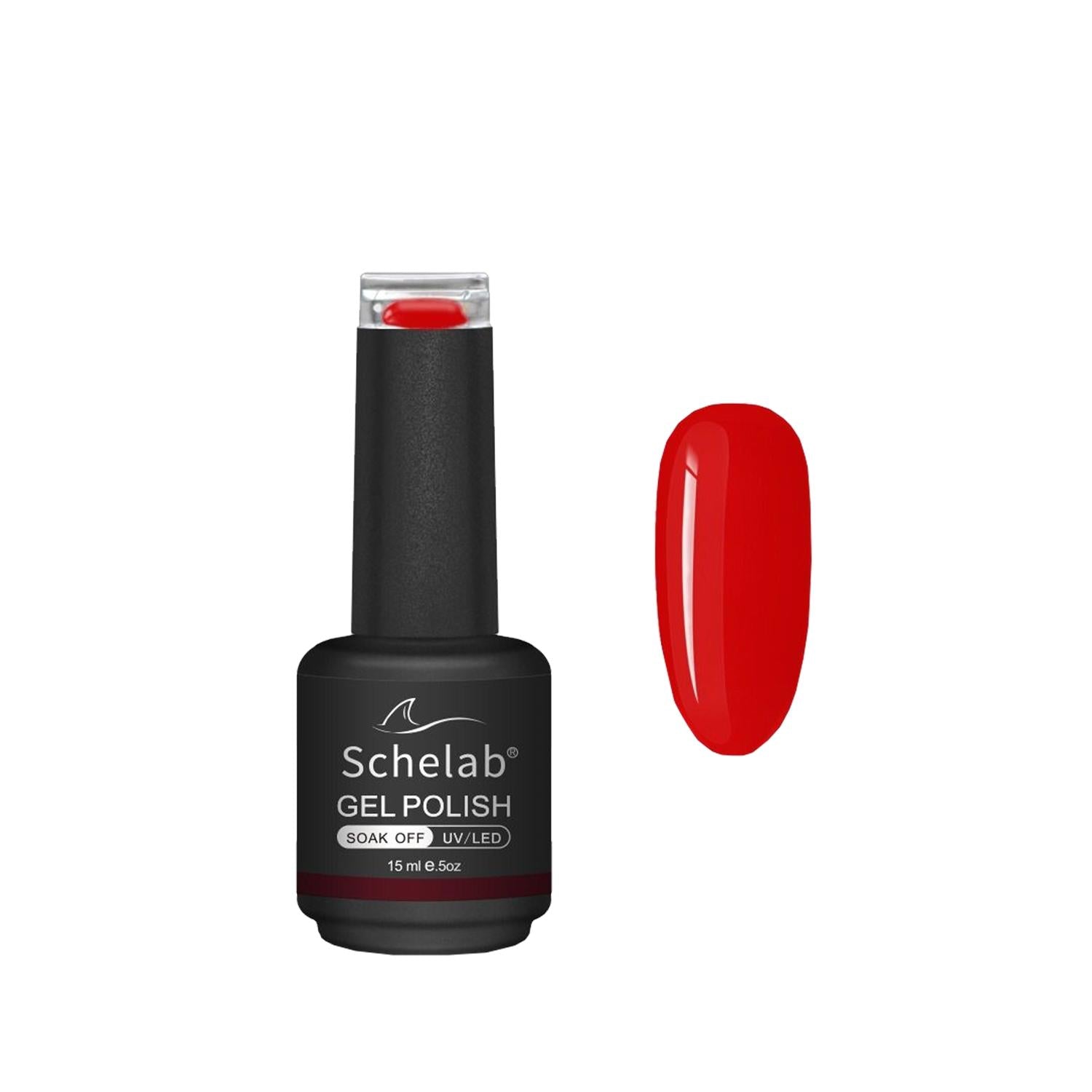 Schelab Long-Lasting Gel Nail Polish, Classic Red 03 - 3 Step Application, 15ml