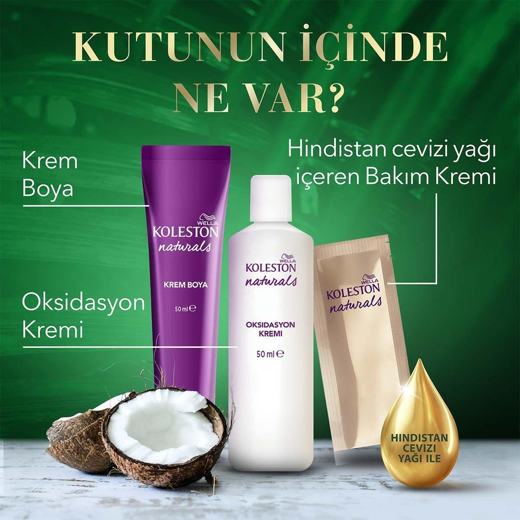 Wella Koleston Naturals Dark Brown Hair Dye - Perfect Gray Coverage & Coconut Oil Nourishment for Intense Color