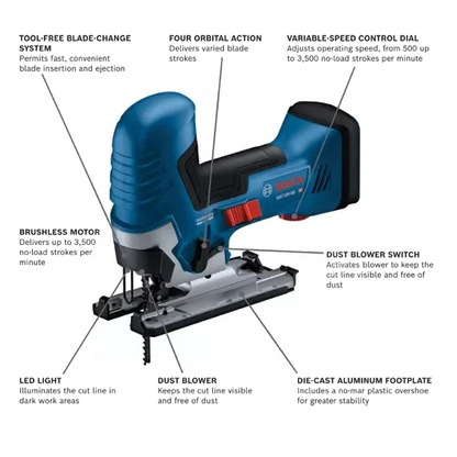 BOSCH GST18V-50BN 18V Brushless Barrel-Grip Jig Saw (Bare Tool)
