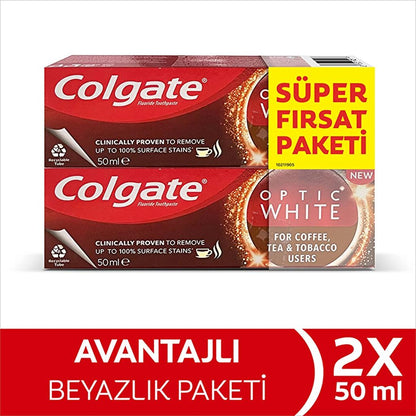 Colgate Optic White Teeth Whitening Toothpaste Duo 2x50ml