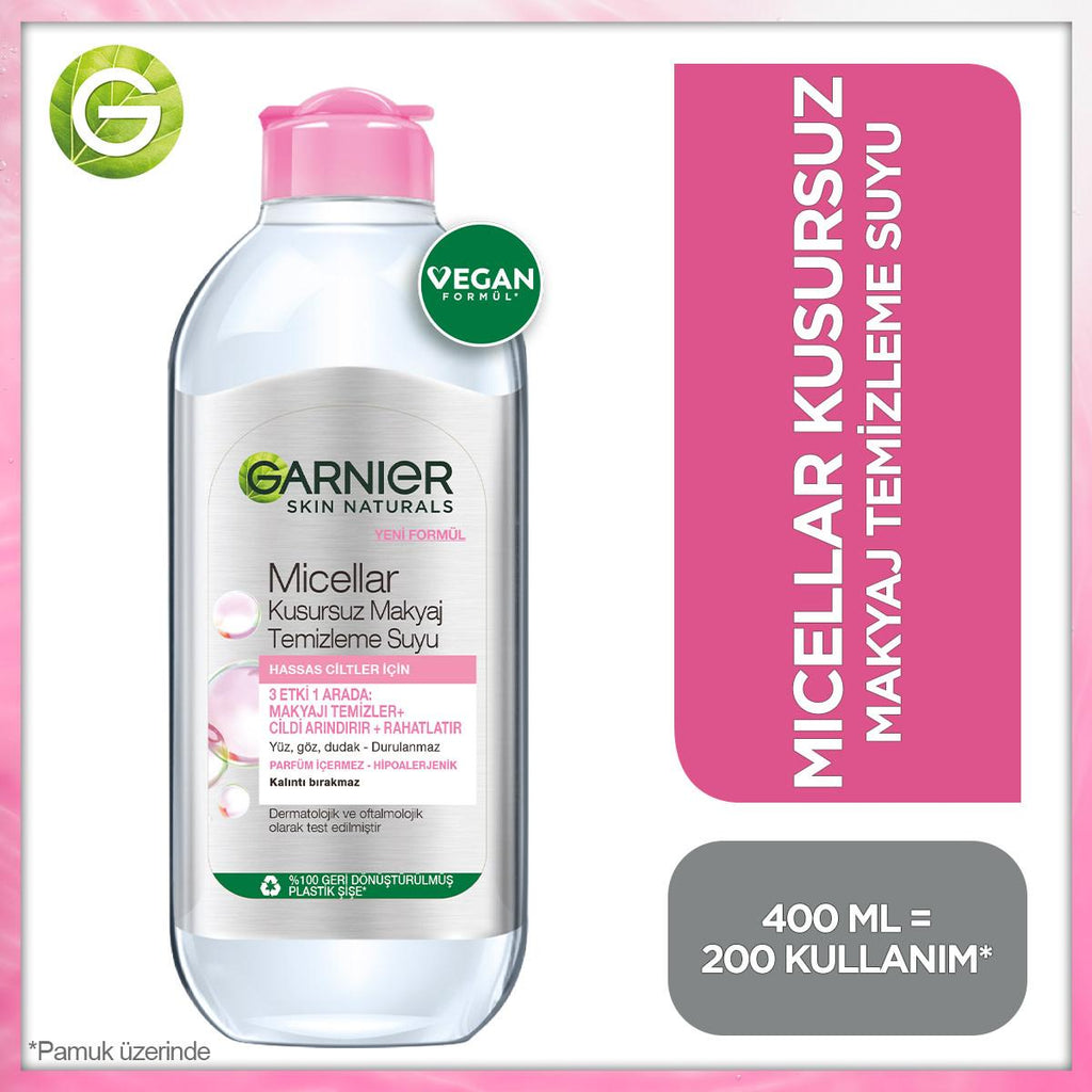 Garnier Micellar Makeup Remover Water - Gentle, Effective Cleansing for Sensitive Skin - 400ml