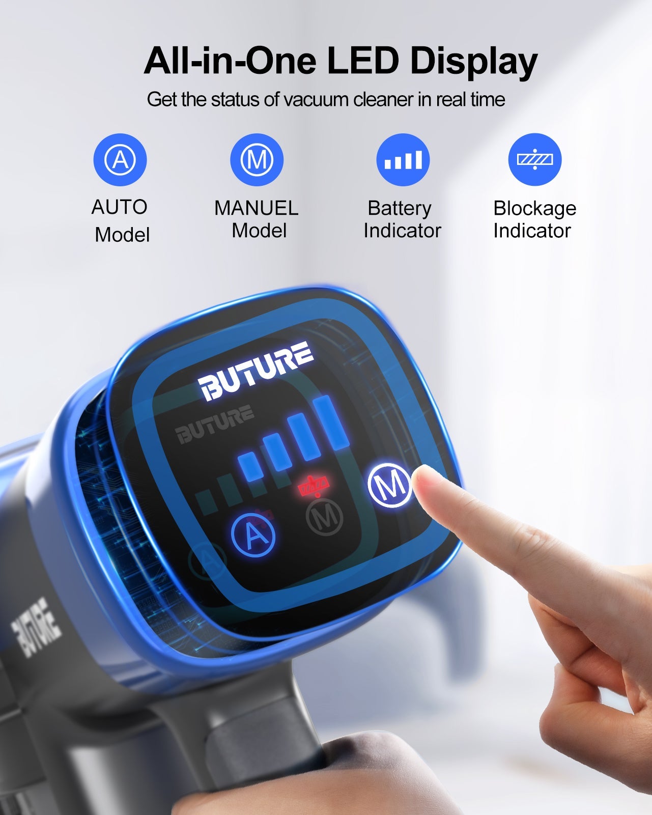 Buture VC50 Blue Cordless Vacuum Cleaner | 450W 33KPA