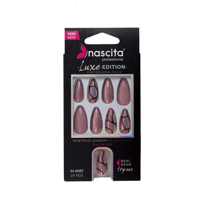 Nascita Luxe Edition Pink & Black Almond False Nails 24-Pack