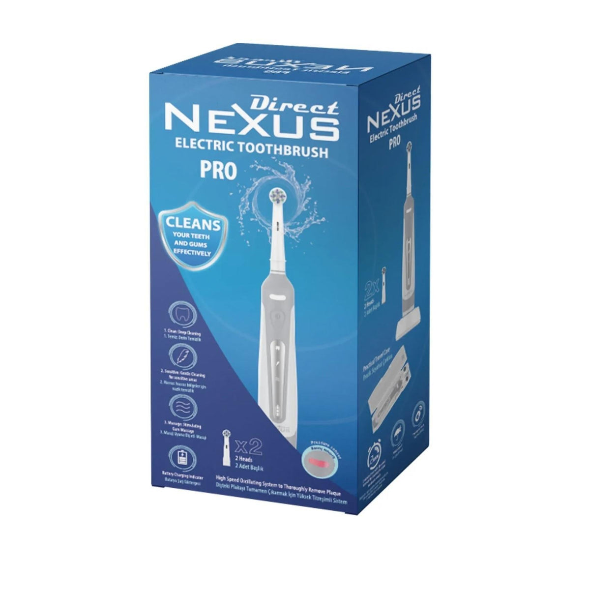 Direct Nexus Electric Toothbrush PRO - Rechargeable, Waterproof, 3 Modes for Adults - Customizable Oral Care