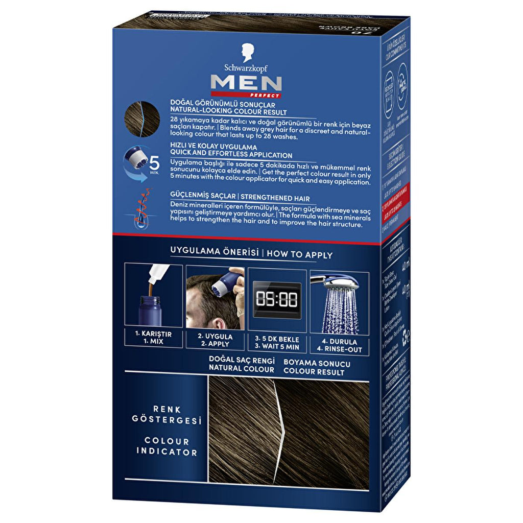 Men Perfect 70 Dark Brown Hair Dye - Men's Hair Dye for Grey Hair Coverage