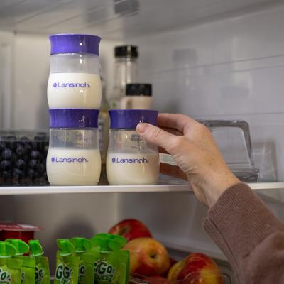 Lansinoh Breast Milk Storage Bottles Set of 4 - BPA Free, Dishwasher Safe, Compatible with Lansinoh Breast Pumps