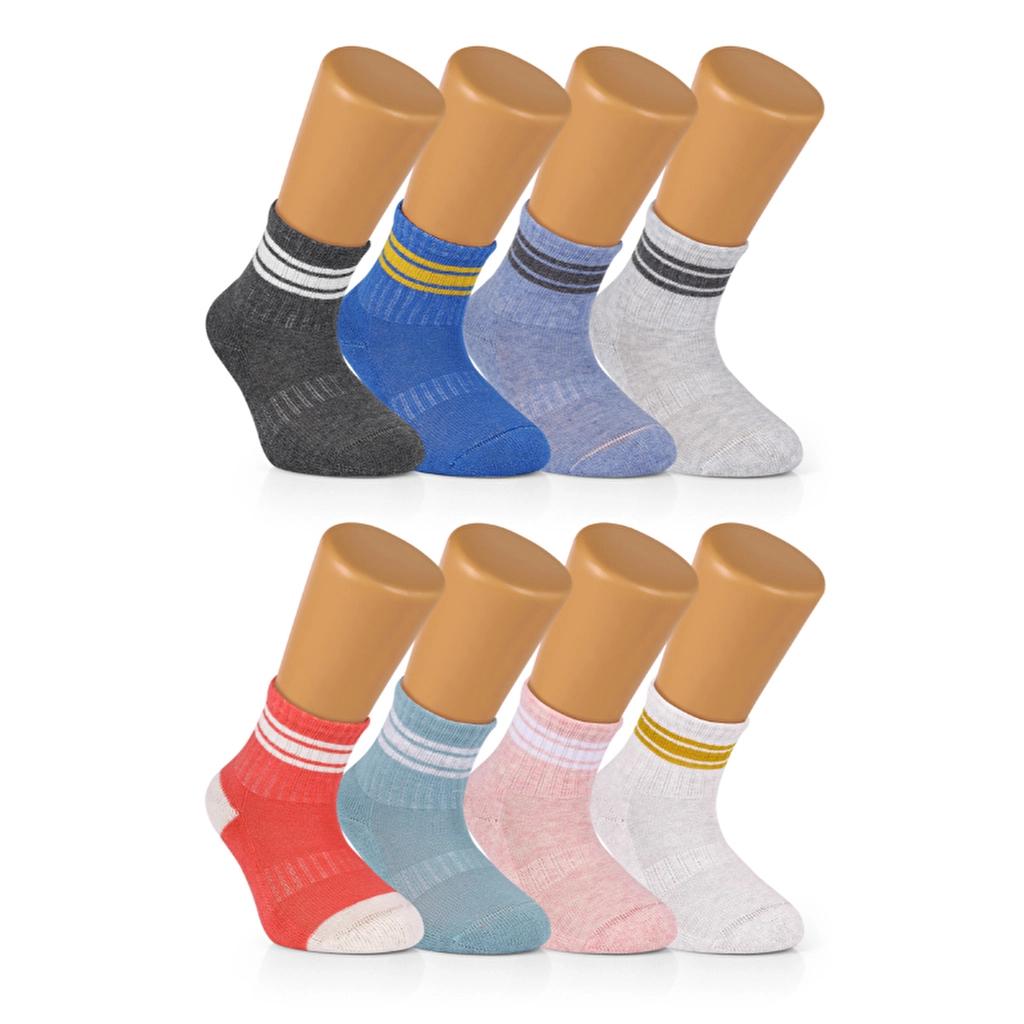 Ozzy Socks Kids Striped Cotton Crew Socks 8-Pack 1-3 Years