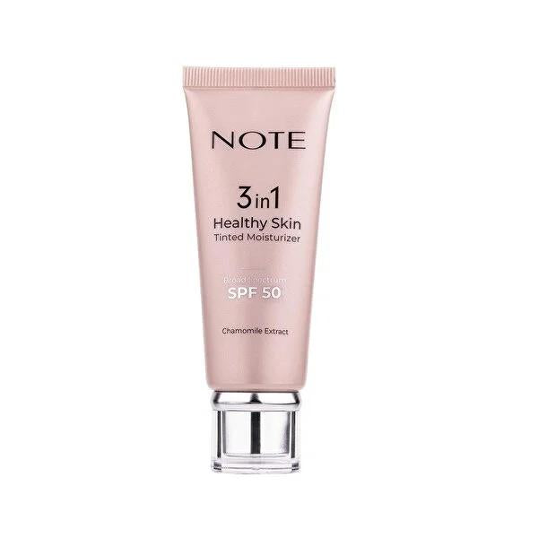 Note Cosmetics 3-in-1 Healthy Skin Tinted Moisturizer SPF 50: Brightening, Skin Tone Equalizing, UVA/UVB Protection for Radiant, Hydrated Skin