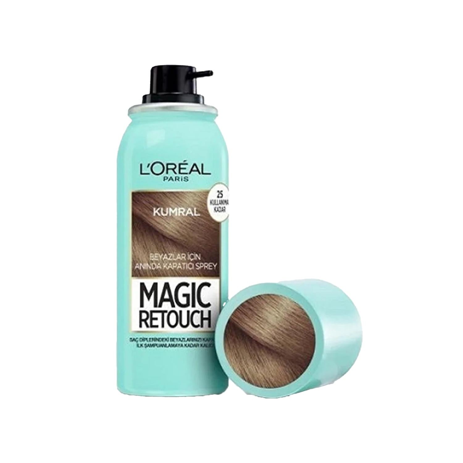 Loreal Paris Magic Retouch Gray Hair Root Concealer Spray - Kumral, 75ml - Temporary Hair Color Spray for Women and Men