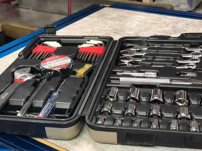 101 Piece Mechanic Tool Set for Vehicle and Home Maintenance, Roadside Emergencies. SAE and Metric Tool Set for Car, Boat, RV, Bikes - DT0006