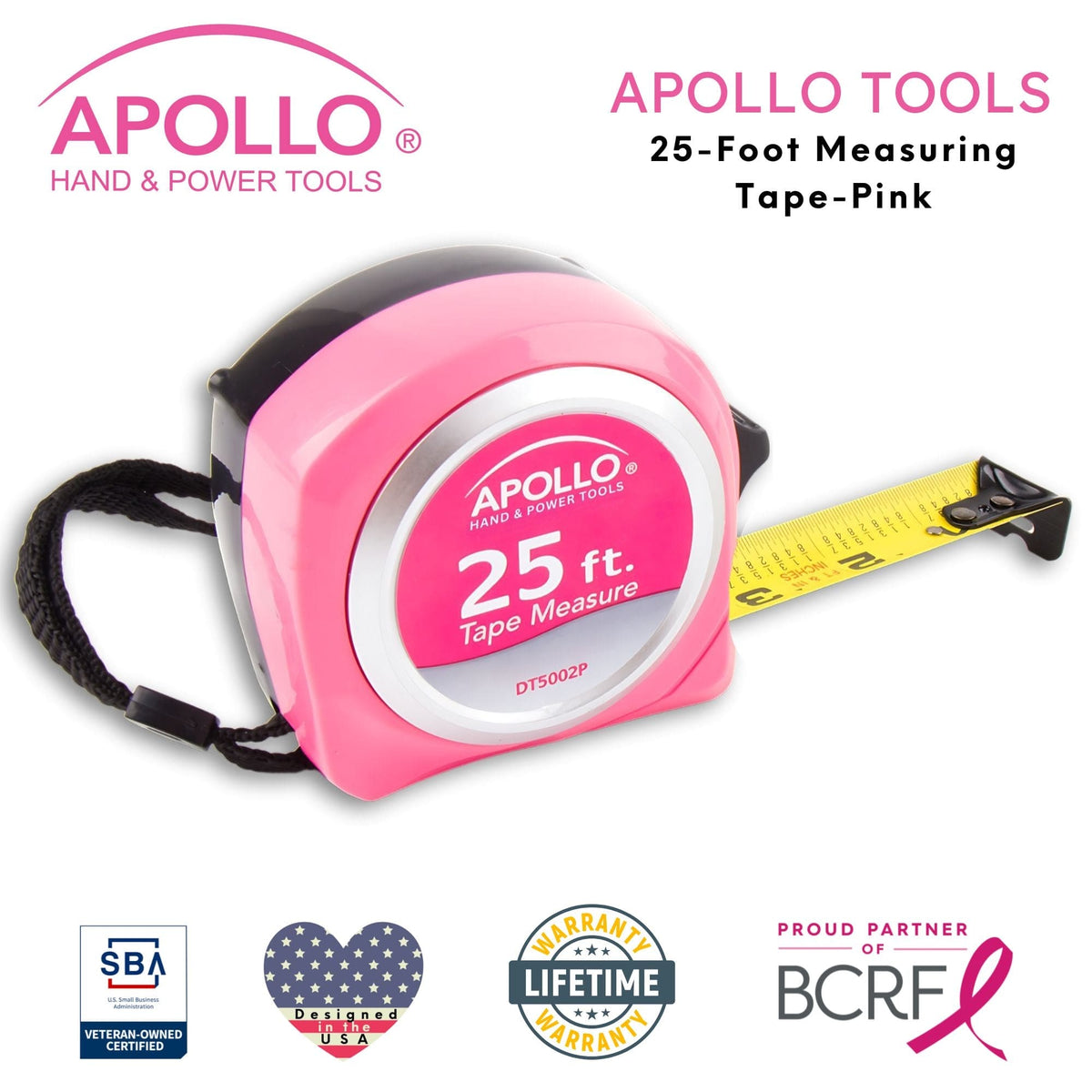 25ft. Tape Measure - Pink - DT5002P