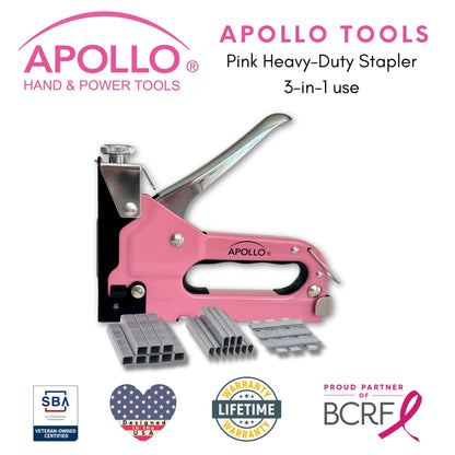 Pink Stapler with Power Adjustment Knob and 3000 Staples assortment-- DT5020P