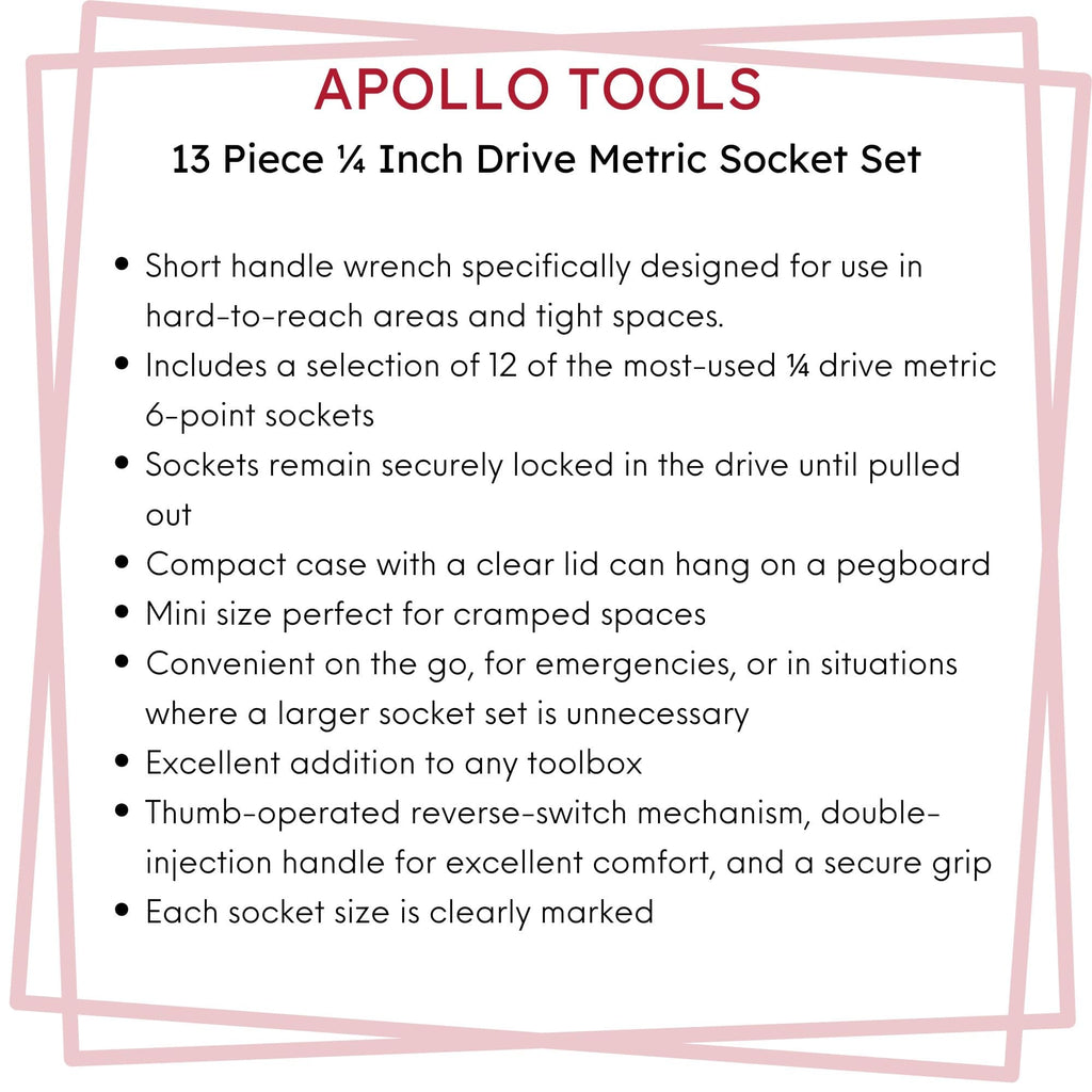 13 Piece ¼ Inch Drive Metric Socket Set - DT5023