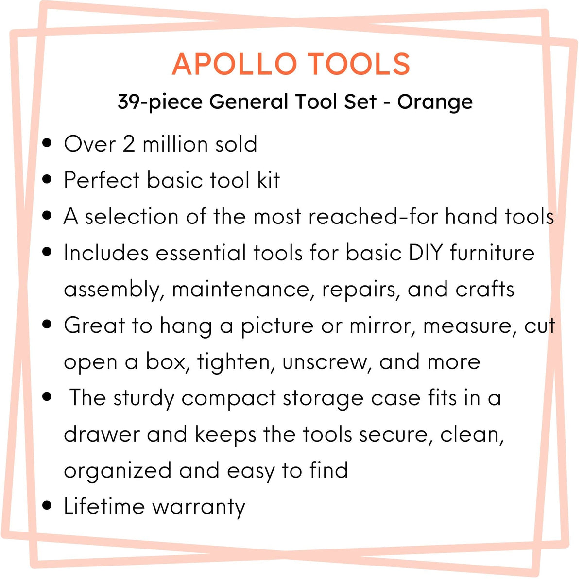 39 Piece General Tool Kit - DT9706OR