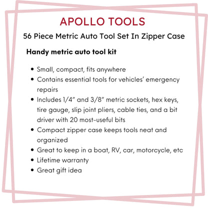 56 Piece Metric Auto Tool Set In Zipper Case - DT9775