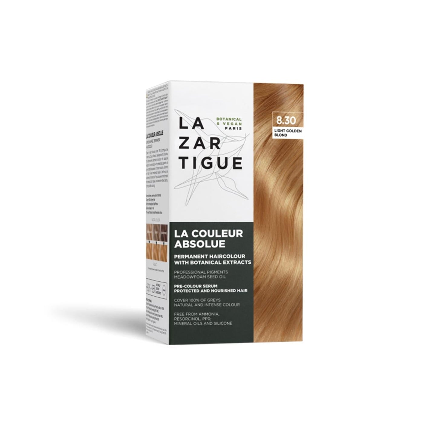 Lazartigue Absolue Colour 8.30 Golden Light Blonde Hair Dye - Permanent, Long-Lasting Blonde Hair Color