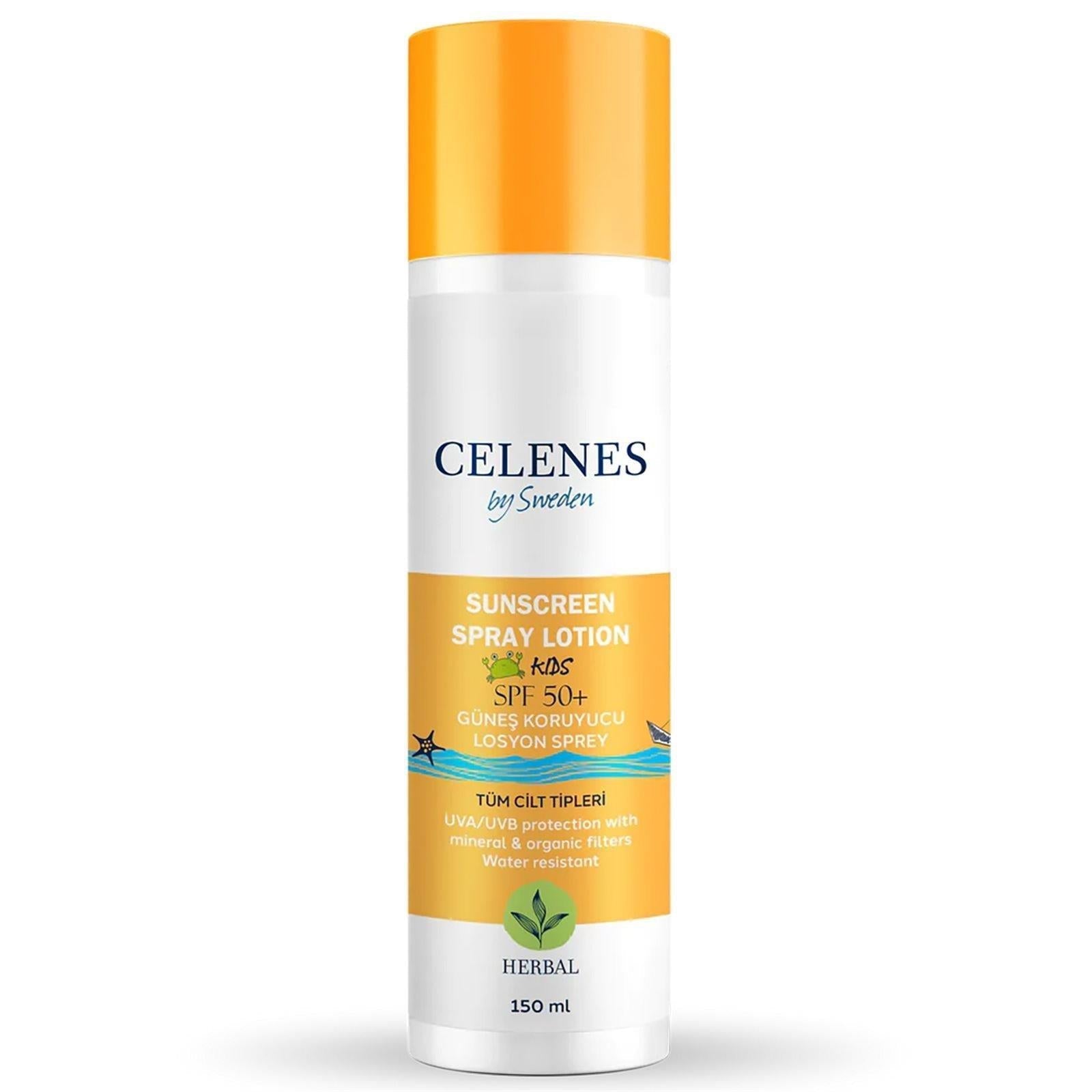 Celenes By Sweden Kids Sunscreen Spray SPF 50+ - Waterproof, Paraben-Free, 5.07 fl oz