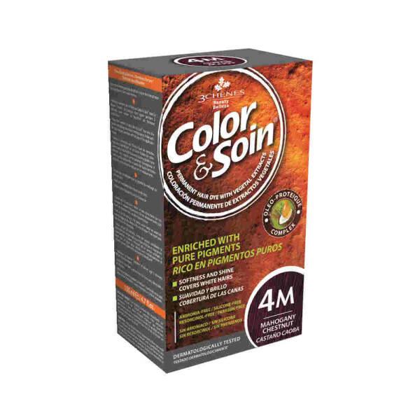 Color&Soin Natural Ammonia-Free Hair Dye - Mahogany Chestnut 4M, Plant-Based, Paraben-Free, Nourishing Hair Color