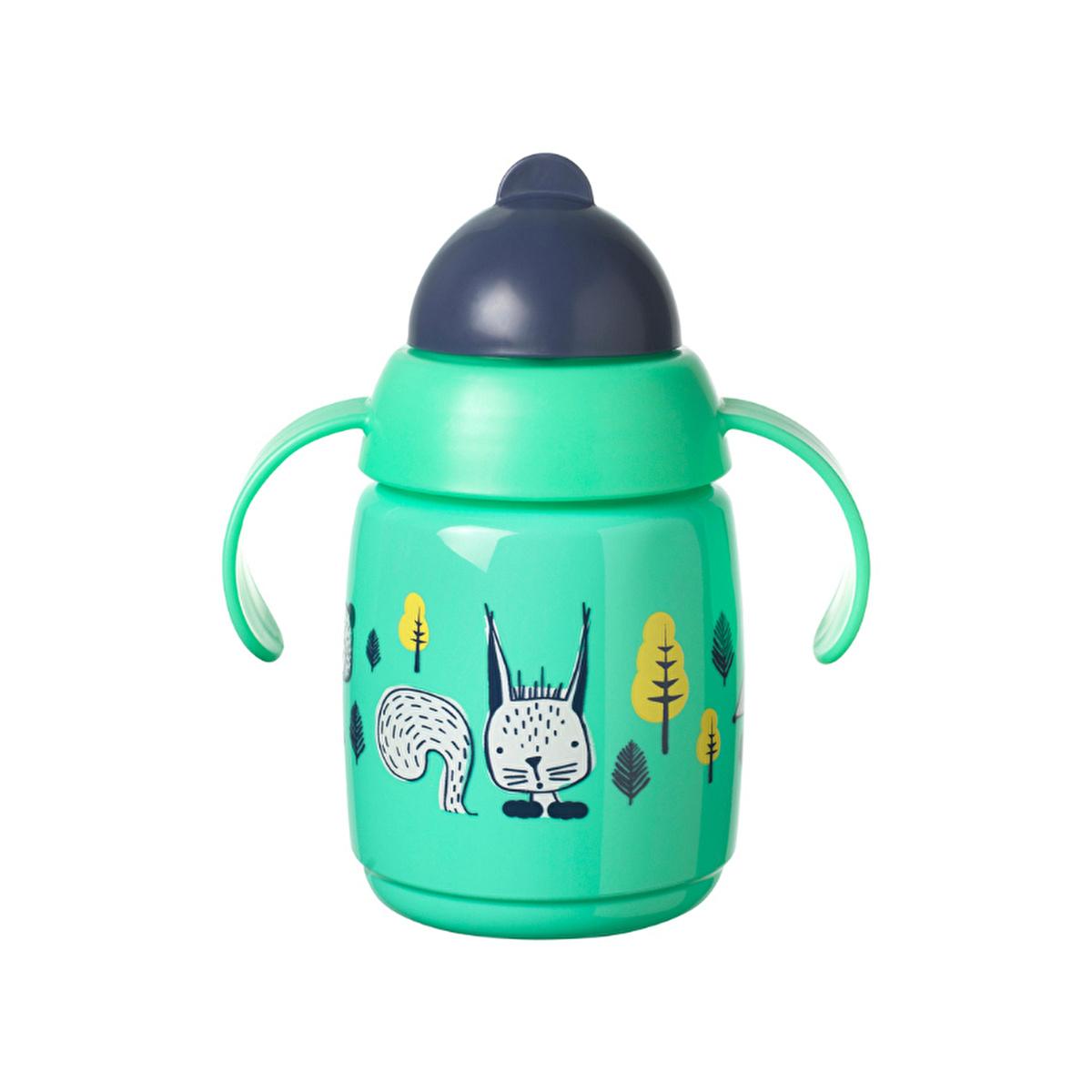 Tommee Tippee Baby Training Cup with Straw, 300ml Green Sippy Cup for Babies - Easy Drinking, Safe & Practical