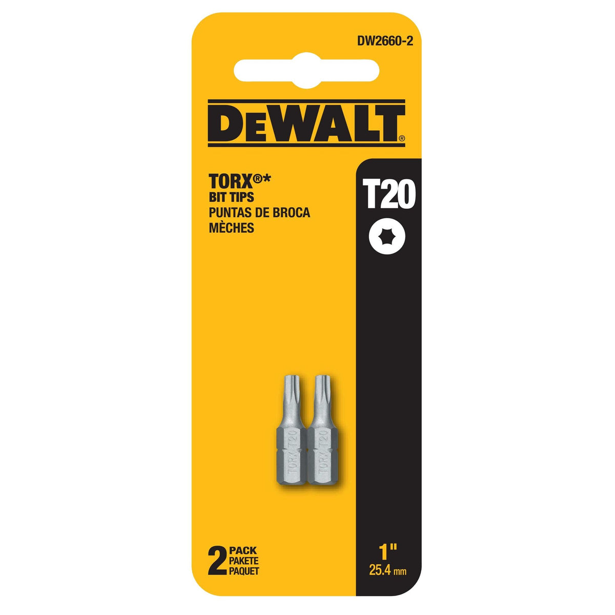 DeWalt DW2660-2 T20 Torx 1" Bit Tip Carded 2Pk