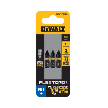 DeWalt DWAF1PH2IR3 1In Phillips #2 FlexTorq 3Pk