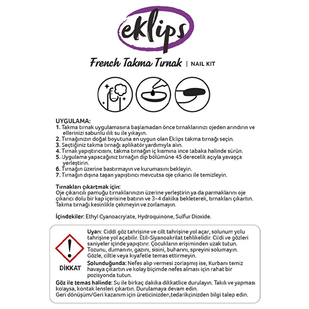 Eklips French Peach Square False Nails 24-Pack