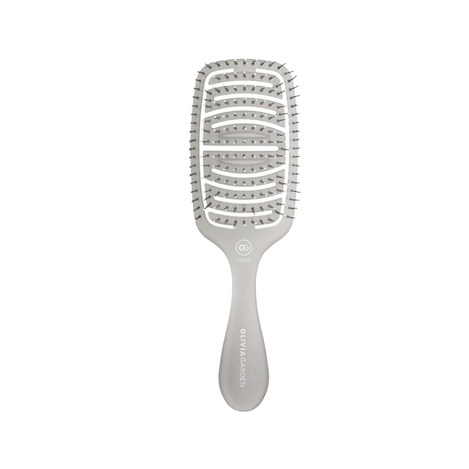 Olivia Garden Essential Care Flex Medium Hair Bristles Ice Grey Hair Brush - Gentle Detangling, High-Quality Bristles