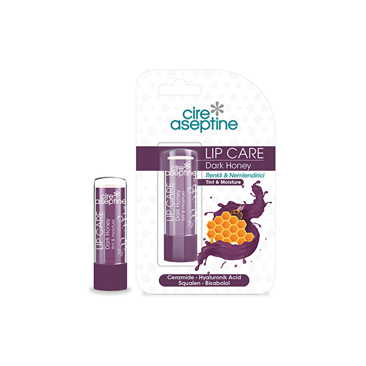 Cire Aseptine Dark Honey Tinted Lip Care Balm - Moisturizing Hyaluronic Acid & Ceramide Enriched Lip Balm