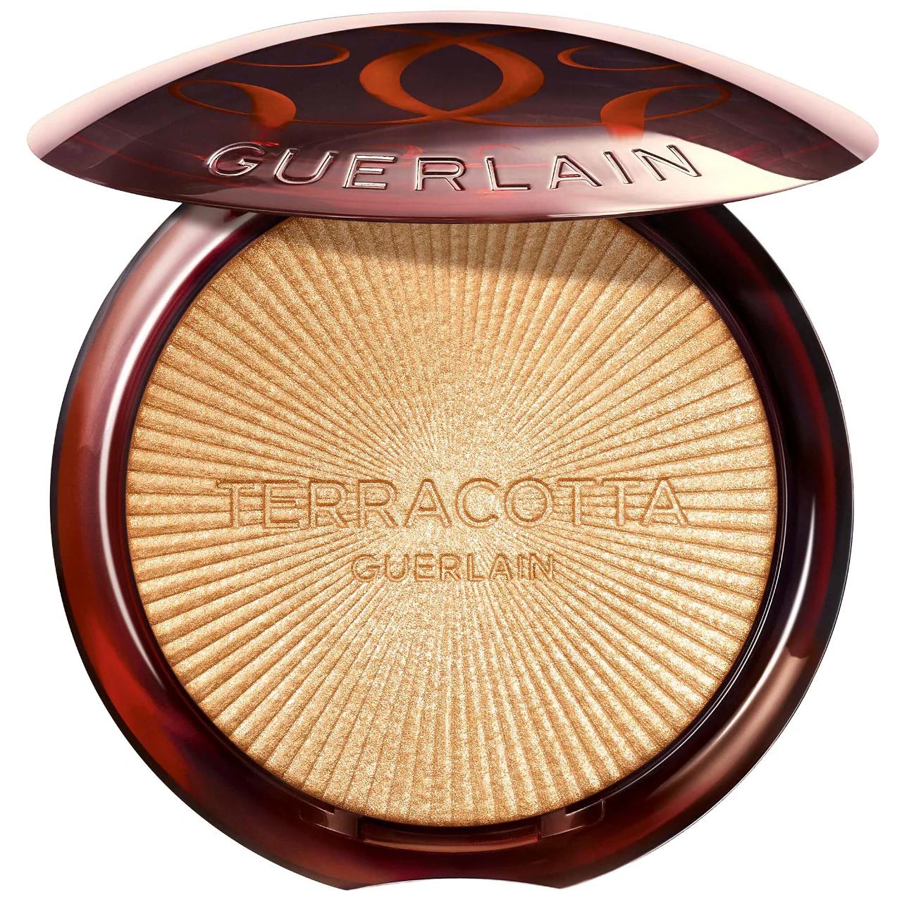 Terracotta Luminizer Highlighter Powder: Achieve a Radiant Golden Glow with Argan Oil & Natural Finish - Cruelty-Free, Buildable Formula