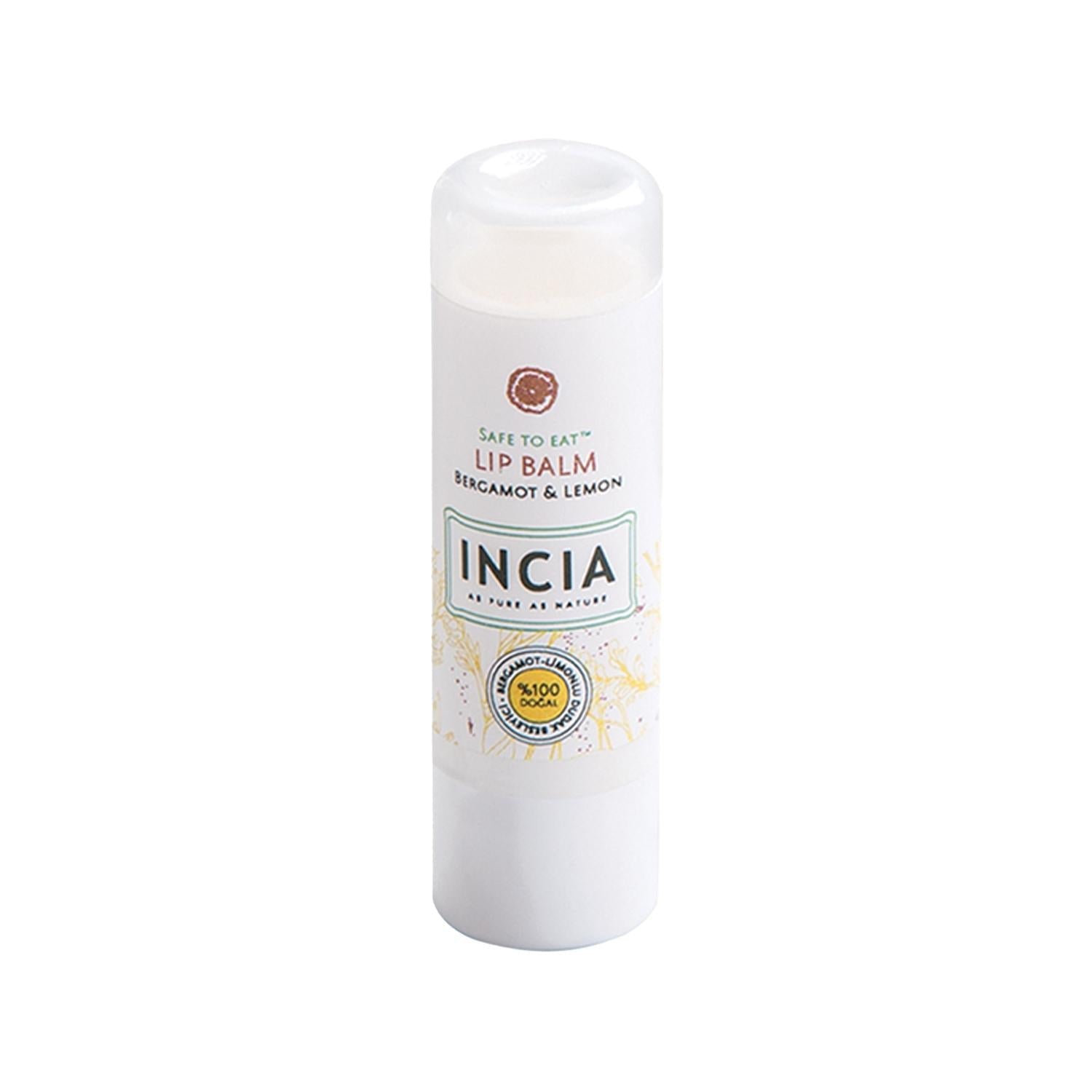 INCIA Bergamot & Lemon Lip Balm - Natural Moisturizing Lip Care with Citrus Flavor - 6g Compact Size