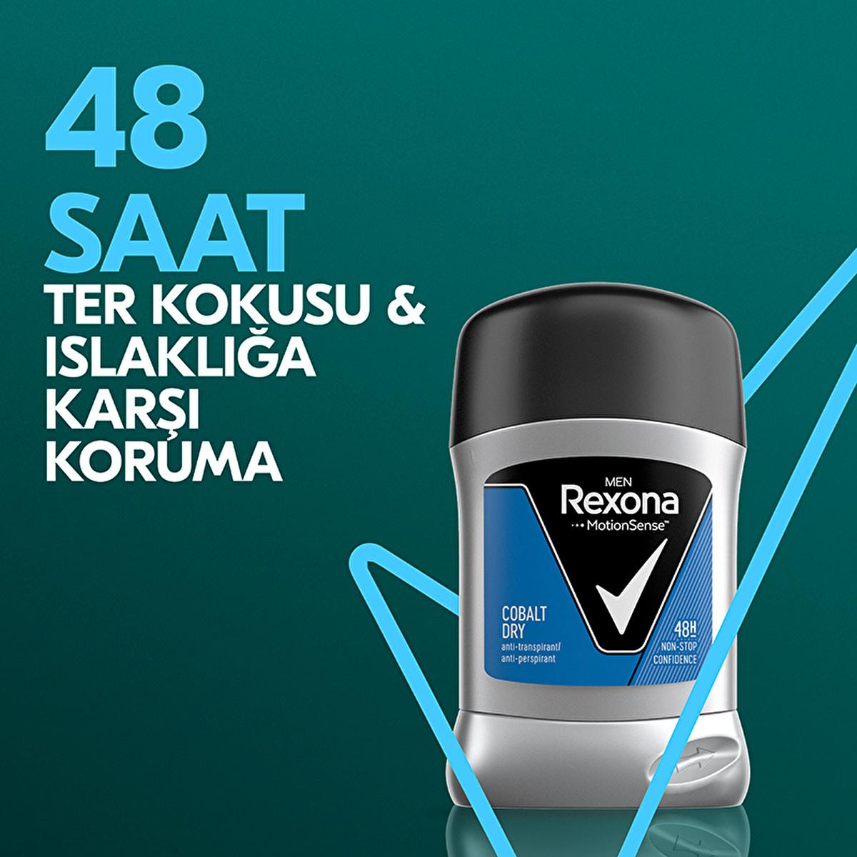 Rexona Men Cobalt Dry Antiperspirant Deodorant Stick - 48 Hour Protection, MotionSense Technology