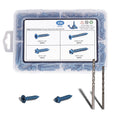 230Pcs Phillips Flat & Hex Washer Head Concrete Screws 1/4" & 3/16" Blue with Drill Bit