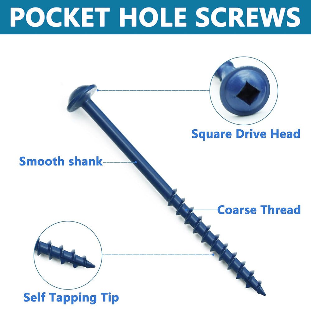 360 Pcs Blue Square Drive Self Tapping Coarse Thread Wood Screws Assortment Set
