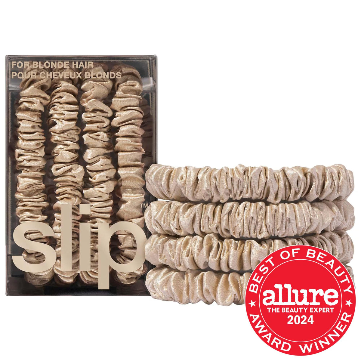 Slip Slipsilk Skinny Scrunchies - 4 Pack Silk Hair Accessories Anti-Crease Gentle Hair Ties