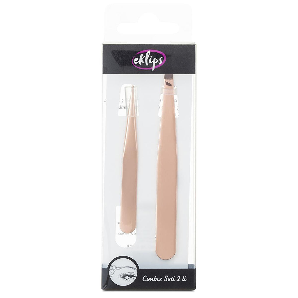 Eklips 2-Piece Tweezer Set for Precise Hair Removal - Eyebrow Grooming, Facial Hair Removal Tools