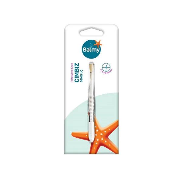 Balmy Wide Tip Eyelash Tweezers - Gold Plated for Fast & Precise Hair Removal, Eyebrow Shaping - Beauty Tweezers