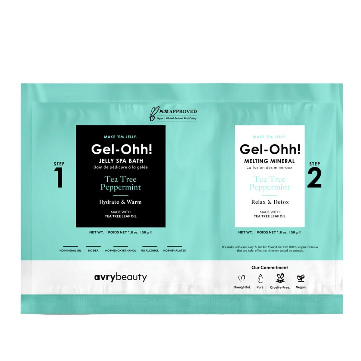 Voesh New York Gel-Ohh. Jelly Spa Pedicure Set Tea Tree Peppermint - Relaxing At-Home Pedicure Experience