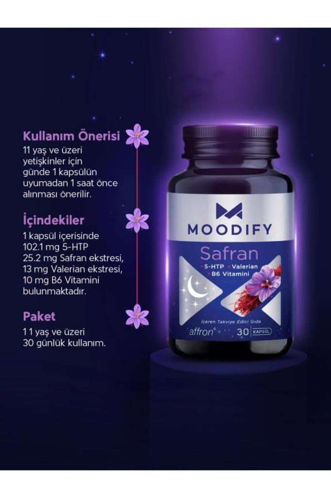 Moodify - Safran Extract with 5-HTP, Valerian, Vitamin B6 - 30 Capsules