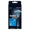 Isana Men's 6-Blade Razor with Trimmer - Chrome & Teflon Coated for a Comfortable, Close Shave, Sensitive Skin, and Precision Styling